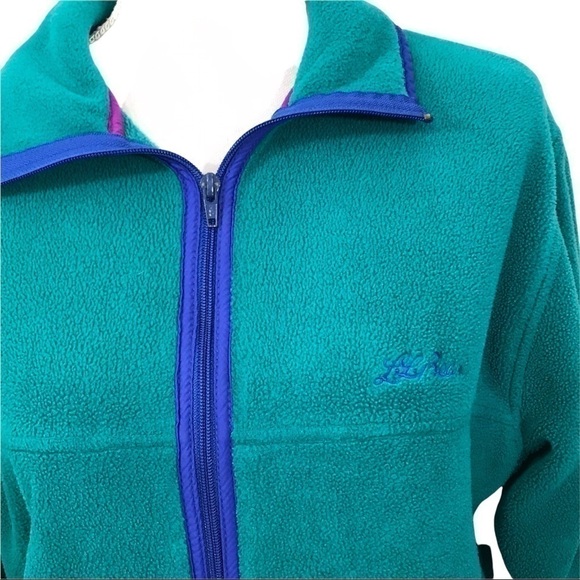 Vintage LL Bean Fleece Zip Front Jacket Signature Logo Pockets Women Medium - Picture 8 of 8